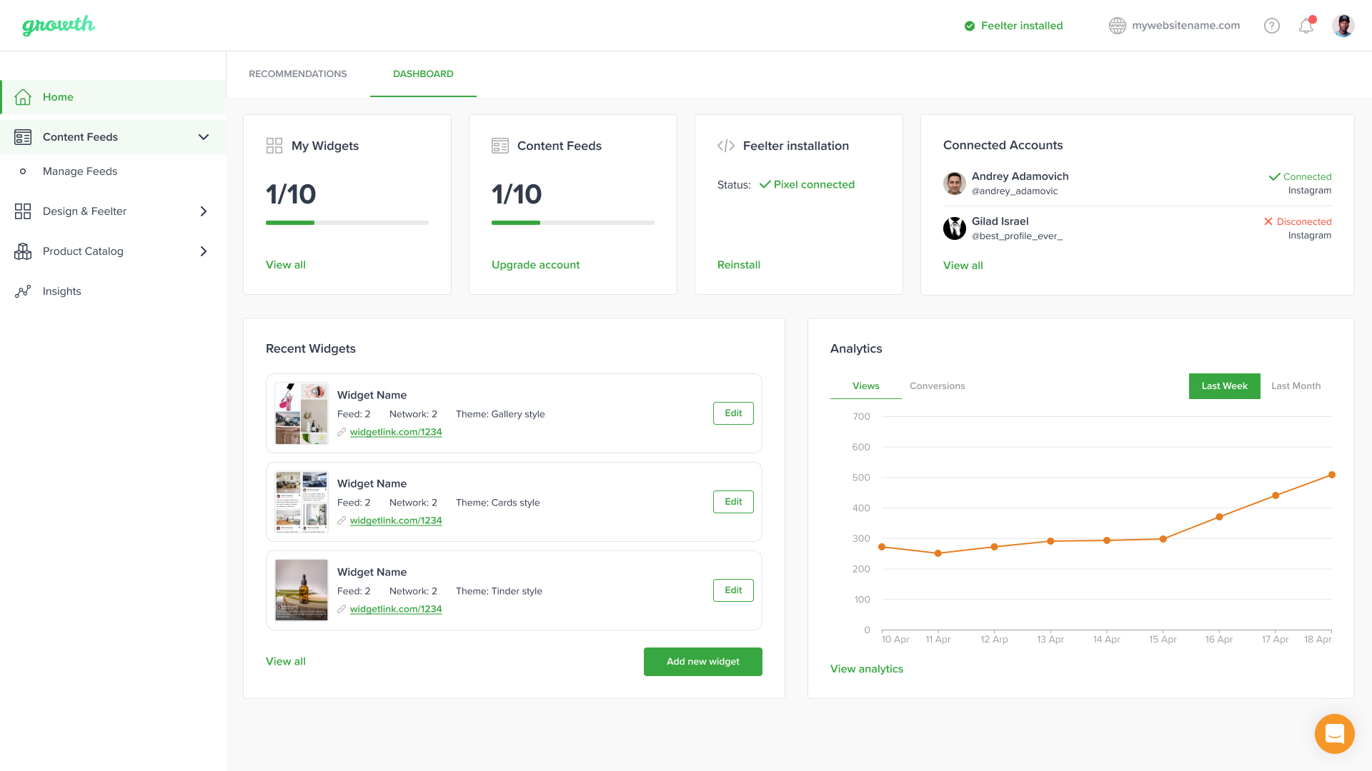 Growth - Social Online Review Platform - Dashboard Desktop